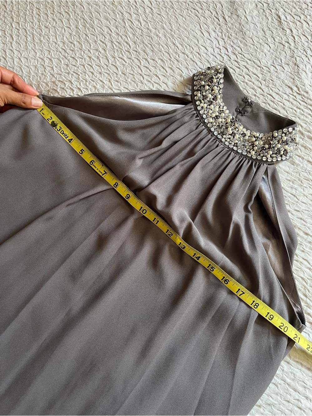Badgley Mischka Hrey Cocktail Dress with jeweled collar - Picture 7 of 13